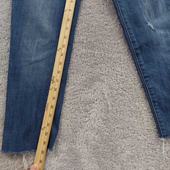 Fossil Jeans Womens Straight Size 25 Dark Wash Denim Stretch Low Rise Raw Hem - Picture 6 of 10